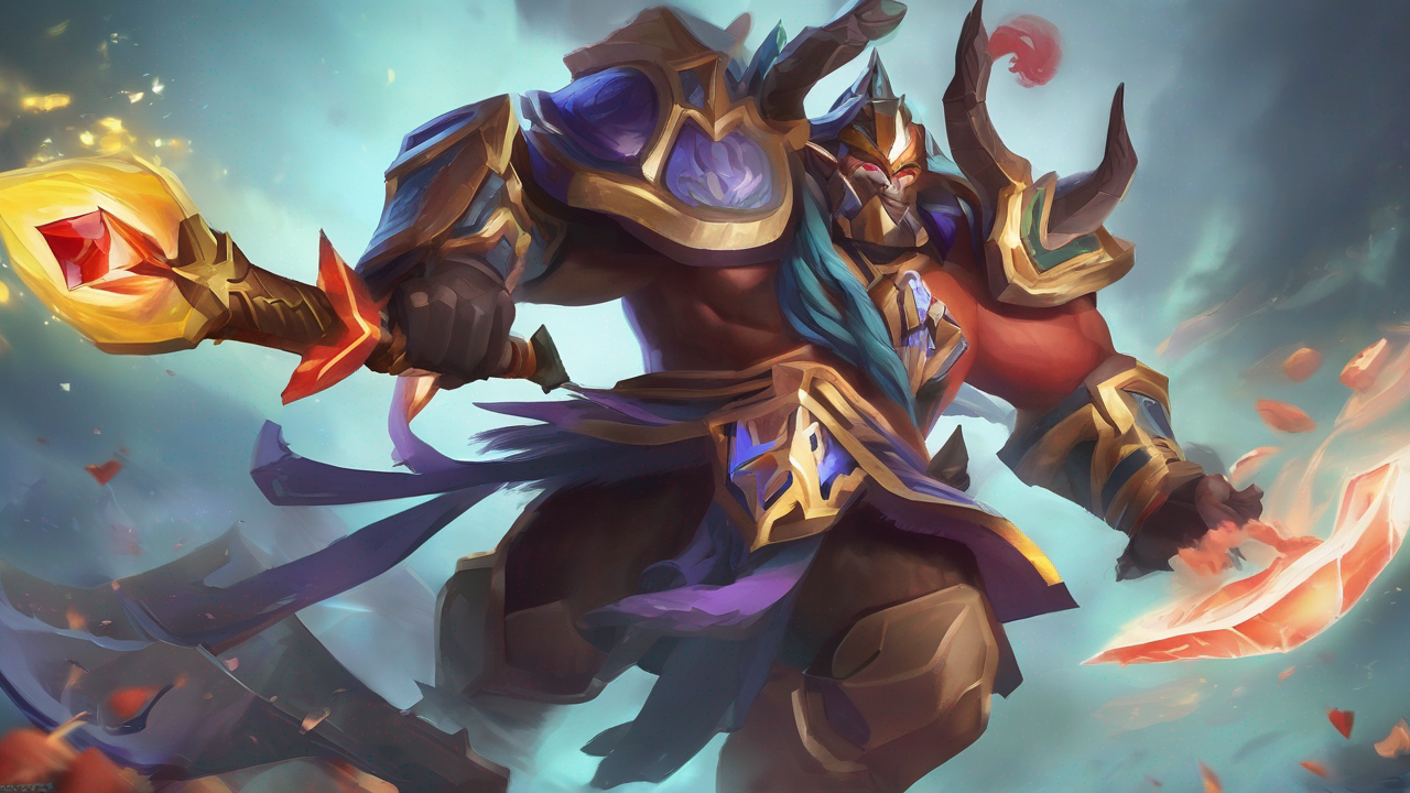 Abstrakcyjny wzór z elementami nawiązującymi do świata Dota 2, w ciemnych odcieniach z akcentami kolorystycznymi